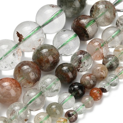 Натуральный зеленый lodolite кварц бисер пряди, круглые