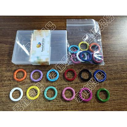24Pcs 12 Colors Spray Painted Eco-Friendly Alloy Spring Gate Rings, O Rings, Snap Clasps Ring, Cadmium Free & Nickel Free & Lead Free