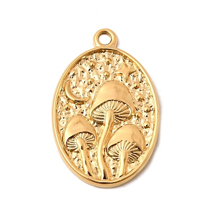 Текстурированные 304 подвески из нержавеющей стали, овальный с подвеской в виде гриба и звезды, ионное покрытие (ip), долговечный