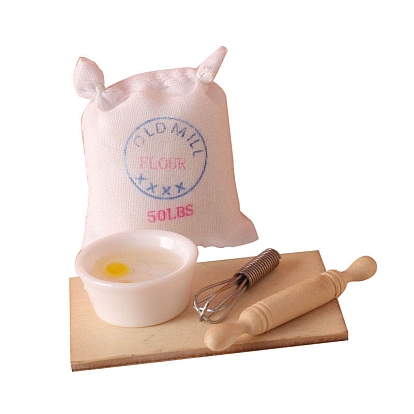 Wood Baking Set, Micro Landscape Home Dollhouse Accessories, Pretending Prop Decorations
