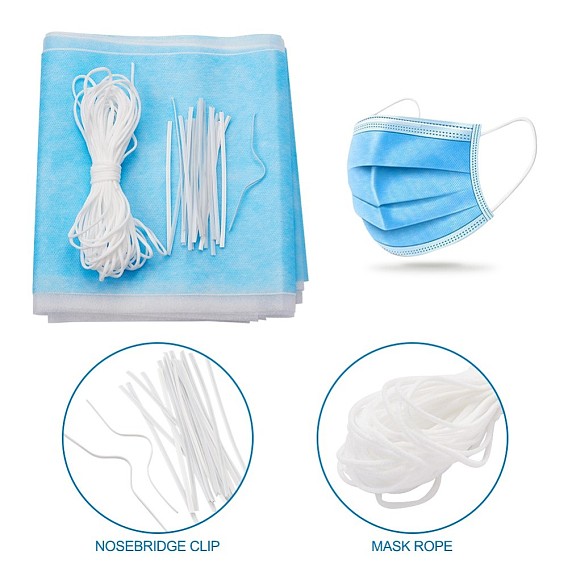 DIY Mouth Cover Making Kit, with Intermesiate Layer Meltblown Filter Cloth, Soft and Breathable, PE Nose Wire/Bar and Round Polyester & Spandex Elastic Band