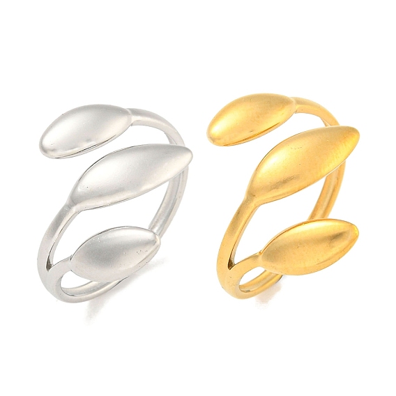 Лист 304 кольца на палец с открытой манжетой из нержавеющей стали для женщин