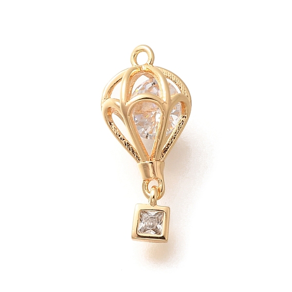 Brass Pendants, Hot Air Balloon, with Glass, Faceted
