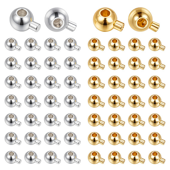 60 шт. 2 цвета латунных обжимных бусин, долговечный, круглые