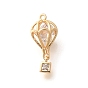 Brass Pendants, Hot Air Balloon, with Glass, Faceted