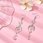 Natural & Synthetic Mixed Gemstone Chips Tassel Dangle Earrings, Brass Sun & 201 Stainless Steel Moon Long Drop Earrings