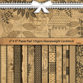 12 pcs papier de scrapbooking rétro, collage de feuilles de fond de décoration de journal créatif