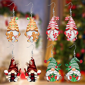 Рождественские акриловые серьги-подвески, Дед Мороз, платина