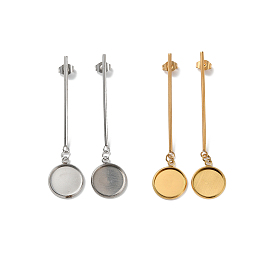 304 Stainless Steel Stud Earring Findings, Earring Settings, Flat Round