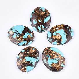 Assembled Natural Bronzite and Synthetic Turquoise Pendants, Oval