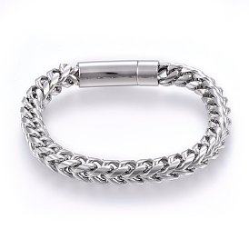 304 Stainless Steel Chain Bracelets, with Bayonet Clasps
