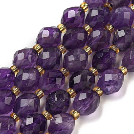 Natural Amethyst Beads Strands, Faceted, Oval, with Seed Beads