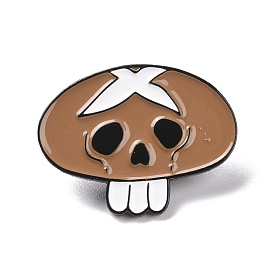 Mushroom Skull Enamel Pin Alloy Badge for Backpack Clothes, Electrophoresis Black