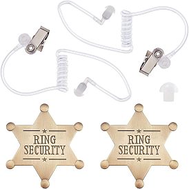 Значок слова безопасности кольца, брошь из звездного сплава для рюкзака, с пластиковыми воздуховодами для наушников внутренней связи