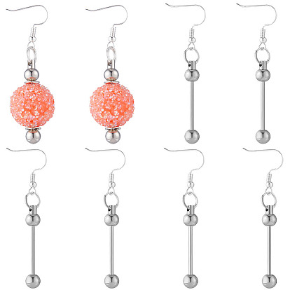 4 пары железных подвесных застежек для сережек, Серьги ручной работы из бисера