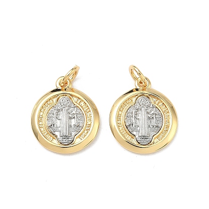 Латунные подвески, плоский круглый с подвесками Святого Бенедикта