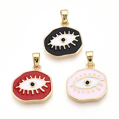 Латунные микро проложить кубического циркония подвески, без кадмия и без свинца, с эмалью, самородки с подвесками для глаз, реальный 18 k позолоченный