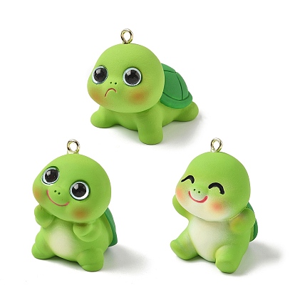 Подвески из непрозрачной смолы черепахового цвета, с платиново-железными петлями