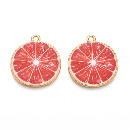 Светло-золотого сплава эмали подвески, без кадмия, без никеля и без свинца, ломтик грейпфрута