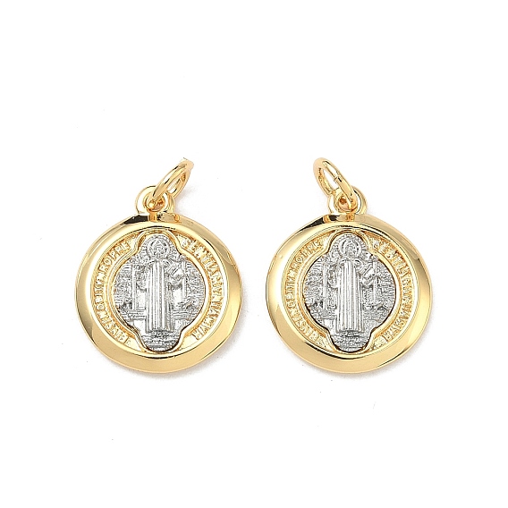 Латунные подвески, плоский круглый с подвесками Святого Бенедикта