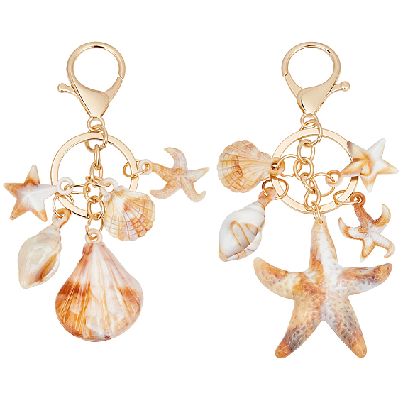 2 pièces 2 styles porte-clés en alliage acrylique, Thème de l'océan