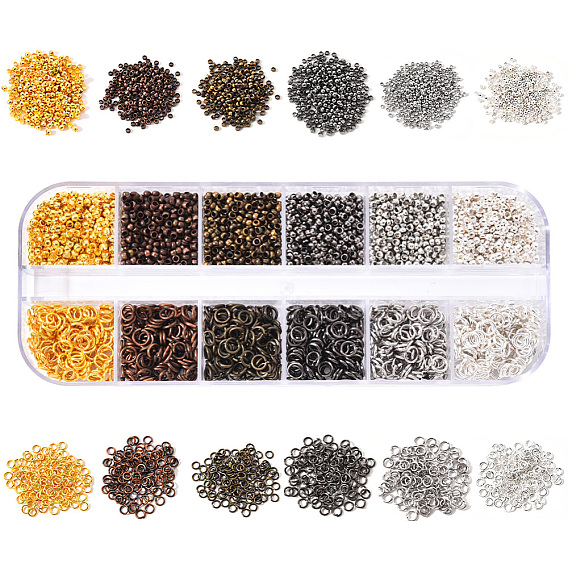 Набор для поиска поделок для изготовления ювелирных изделий, включая латунные обжимные бусины и железные открытые прыжковые кольца