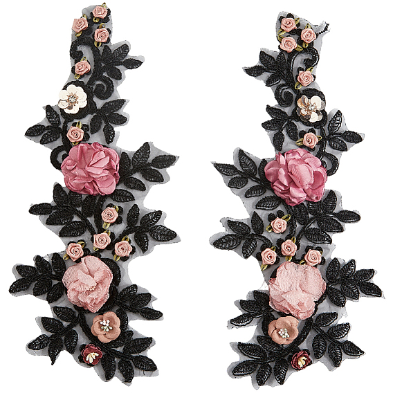 Аппликации из полиэфирного кружева с вышивкой, швейные принадлежности, с блесток, цветок