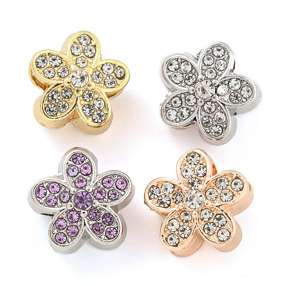 Стойки покрытие сплава горный хрусталь европейских бусы, бусины с большим отверстием, без кадмия, без никеля и без свинца, цветок