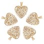 5Pcs Brass Micro Pave Clear Cubic Zirconia Pendants, Nickel Free, Heart