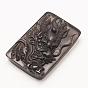 Carved Natural Obsidian Big Pendants, Rectangle with Dragon