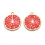 Светло-золотого сплава эмали подвески, без кадмия, без никеля и без свинца, ломтик грейпфрута