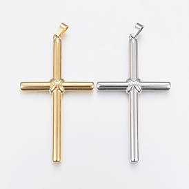 Ion Plating(IP) 304 Stainless Steel Big Pendants, Cross