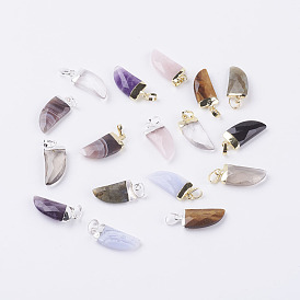 Natural Gemstone Pendants, with Brass Findings, Faceted, Dagger