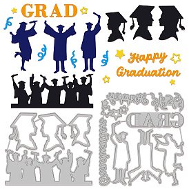 2шт 2 стили выпускной сезон тема трафареты из углеродистой стали, для diy scrapbooking, Фотоальбом, декоративная бумага для тиснения, цвет нержавеющей стали, человеческий узор