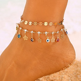 Сплав кристалл горный хрусталь диск смола сглаз кисточка двухслойные браслеты для женщин, красочный