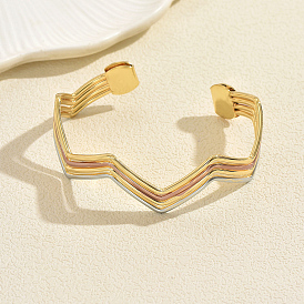 Многослойный геометрический волнистый браслет-манжета из железа для женщин