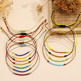 Браслеты из бисера ручной работы, плетеные из стеклянных бусин, регулируемые плетеные браслеты из волоконного шнура для женщин, колонка