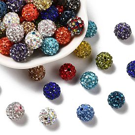 Glass Rhinestone Clay Pave Round Beads, PP15(2.1~2.2mm), 6 Rows Rhinestone, 10mm, Hole: 1.8mm