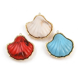 304 подвески из нержавеющей стали, с акриловой, формы раковины, реальный 18 k позолоченный, ионное покрытие (ip)