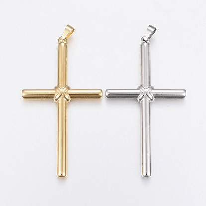 Ion Plating(IP) 304 Stainless Steel Big Pendants, Cross