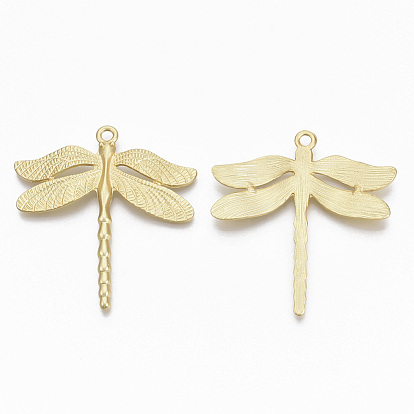 Alloy Big Pendants, Matte Style, Cadmium Free & Nickel Free & Lead Free, Dragonfly, Real 14K Gold Plated