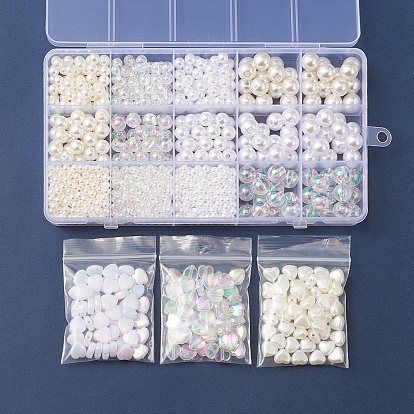 Transparent Acrylic & ABS Plastic Imitation Pearl Beads, Mixed Shapes