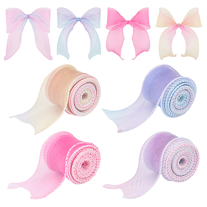 40ярдов 4 цветов полиэстеровой проволочной ленты, для банта, цветок, украшение подарка