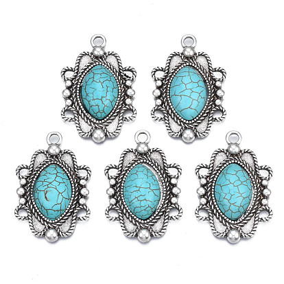 Синтетическая бирюза подвески оправы под эмаль, с aolly выводами, без кадмия, без никеля и без свинца, овальные