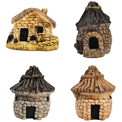 4 шт. 4 цвета миниатюрные украшения для дома из смолы, имитация каменных статуй лачуг, для кукольного домика, Главная, садовые украшения