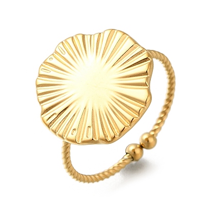 Flor 304 anillo abierto de acero inoxidable para mujer
