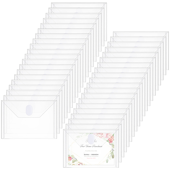 100шт. пластиковые карманы для документов из полипропилена, с застежкой-липучкой, прямоугольные