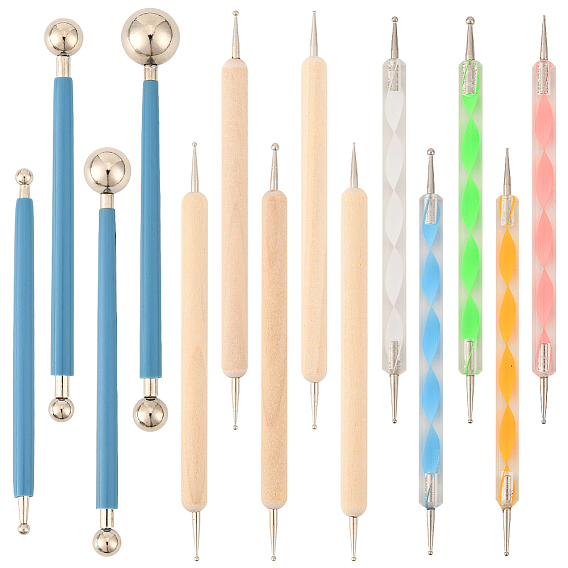 14шт. 3 стили набор инструментов для лепки из пластика и дерева с двумя головками из глины, принадлежности для рукоделия из глины для детей