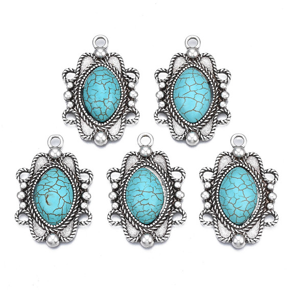 Синтетическая бирюза подвески оправы под эмаль, с aolly выводами, без кадмия, без никеля и без свинца, овальные