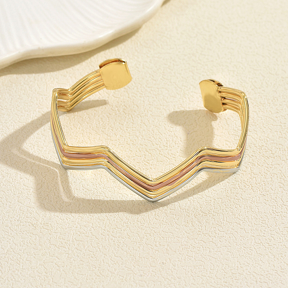 Многослойный геометрический волнистый браслет-манжета из железа для женщин